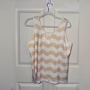 NWT J. McLaughlin women’s Georgica cream white sequin tank top M office party